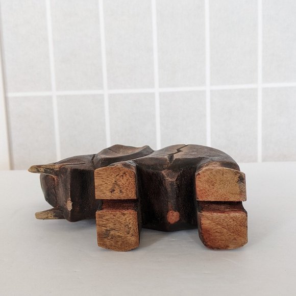 Vintage Hand Carved Wooden Elephant Sculpture - Picture 9 of 9